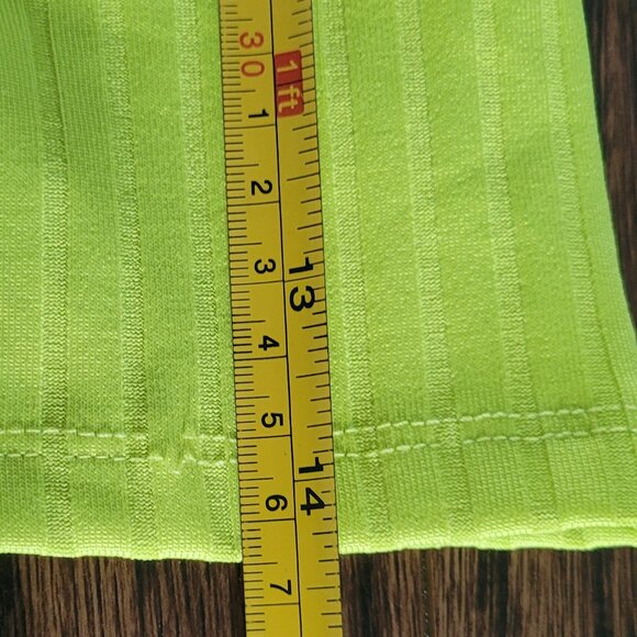Zara NEW Lime Green Ribbed Long Sleeve Pullover Square Neck Crop Tops Small NWT - Picture 6 of 8